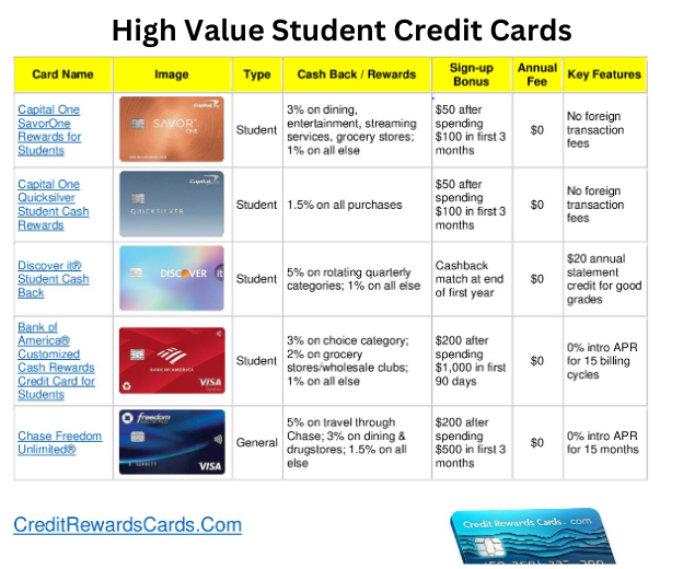 Download the "High Value Student Credit Cards" chart.