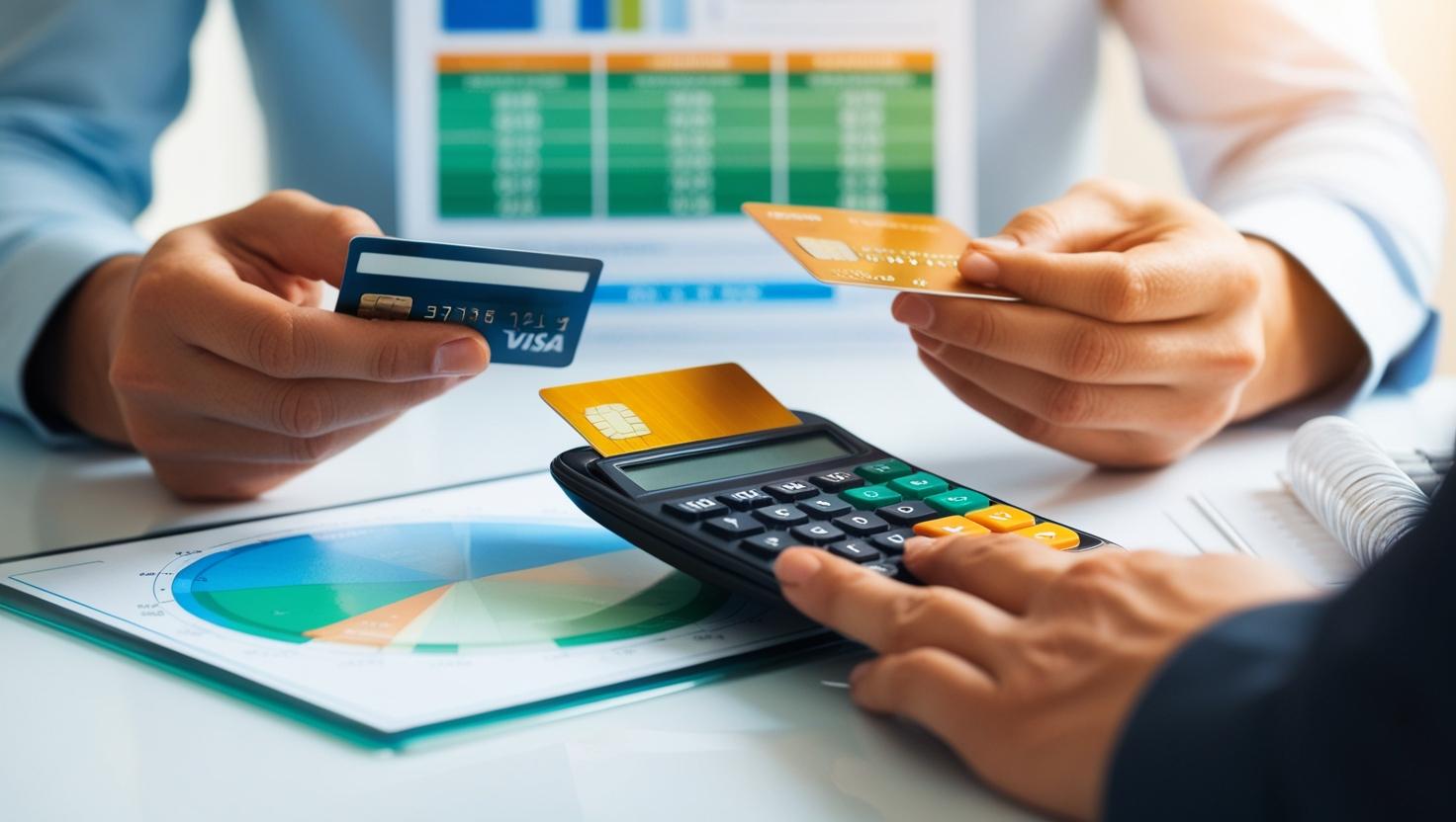 Using a Credit Utilization Calculator to Improve Your Bad Credit Score in 2025 Person holding a credit card and calculator with a credit score chart in the background, illustrating how to improve bad credit score using a credit utilization calculator in 2025.