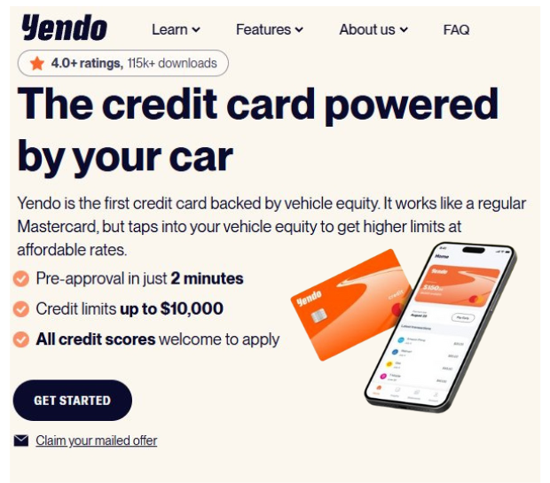 Yendo Credit Card Explained: Vehicle Title Collateral in 2025 Vehicle title used as collateral for a credit card in 2025